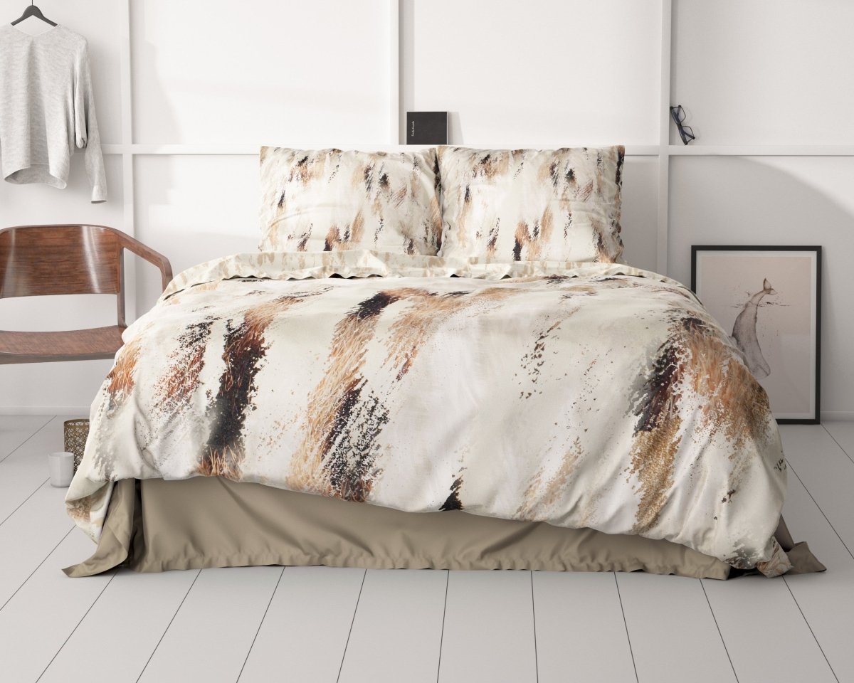 100% Cotton Sateen Duvet Cover Set Malvina | Blush Beige | Single - 140cm (W) x 220cm (L) - The Bedding & Blankets Store