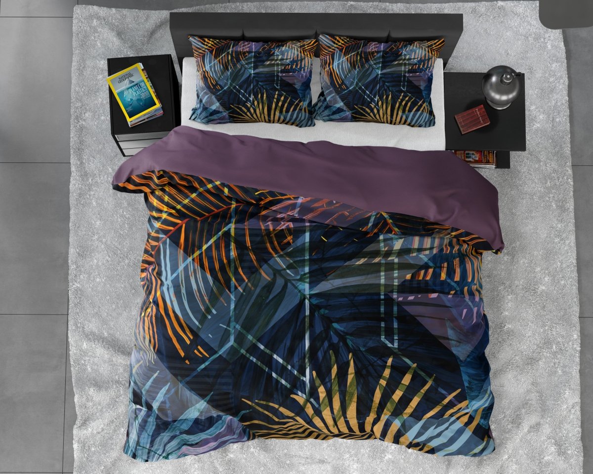100% Cotton Sateen Duvet Cover Set Marina | Navy | Single - 140cm (W) x 220cm (L) - The Bedding & Blankets Store
