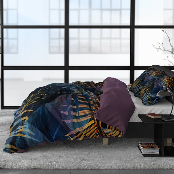 100% Cotton Sateen Duvet Cover Set Marina | Navy | Single - 140cm (W) x 220cm (L) - The Bedding & Blankets Store