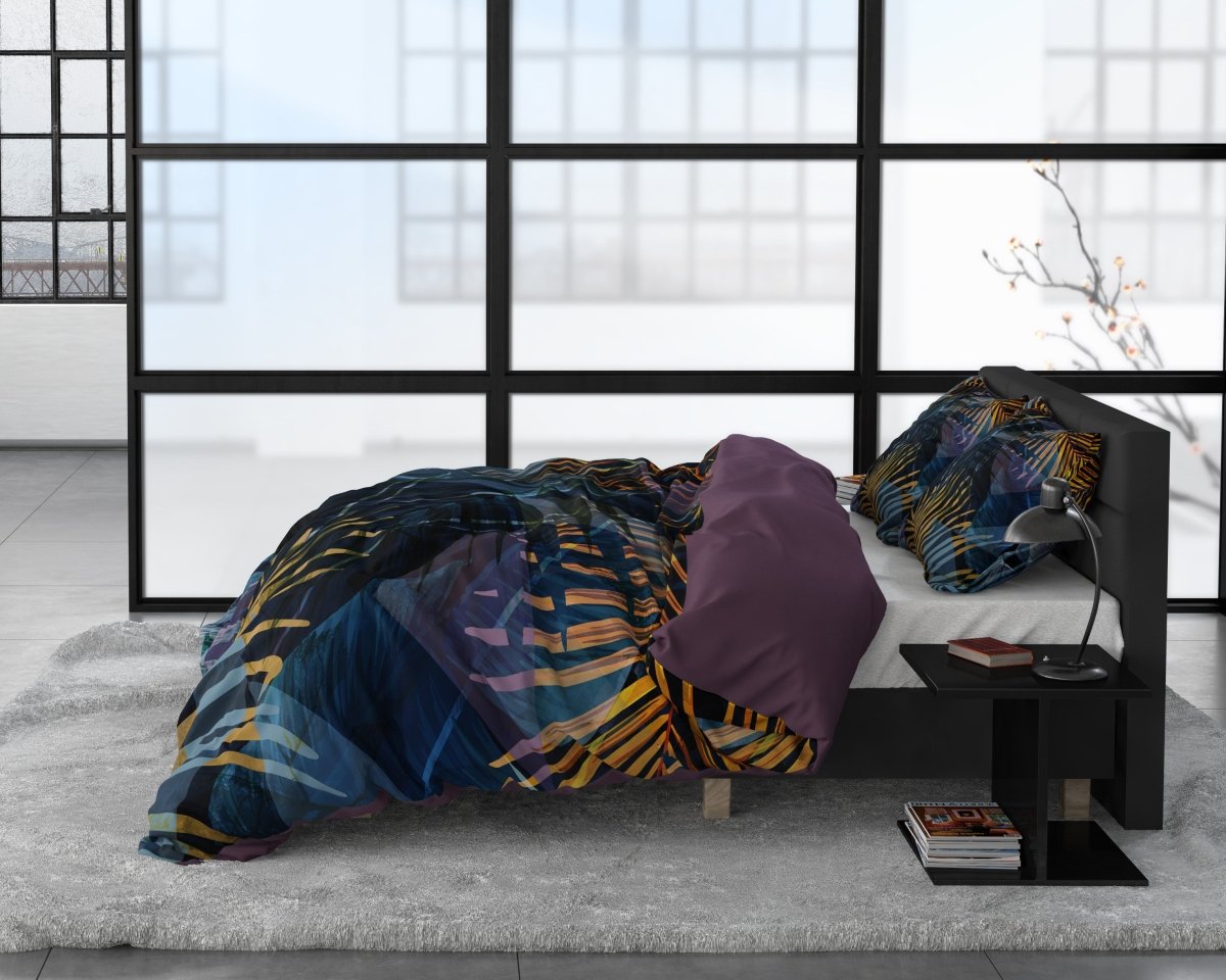 100% Cotton Sateen Duvet Cover Set Marina | Navy | Single - 140cm (W) x 220cm (L) - The Bedding & Blankets Store