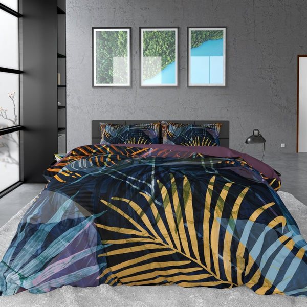 100% Cotton Sateen Duvet Cover Set Marina | Navy | Single - 140cm (W) x 220cm (L) - The Bedding & Blankets Store