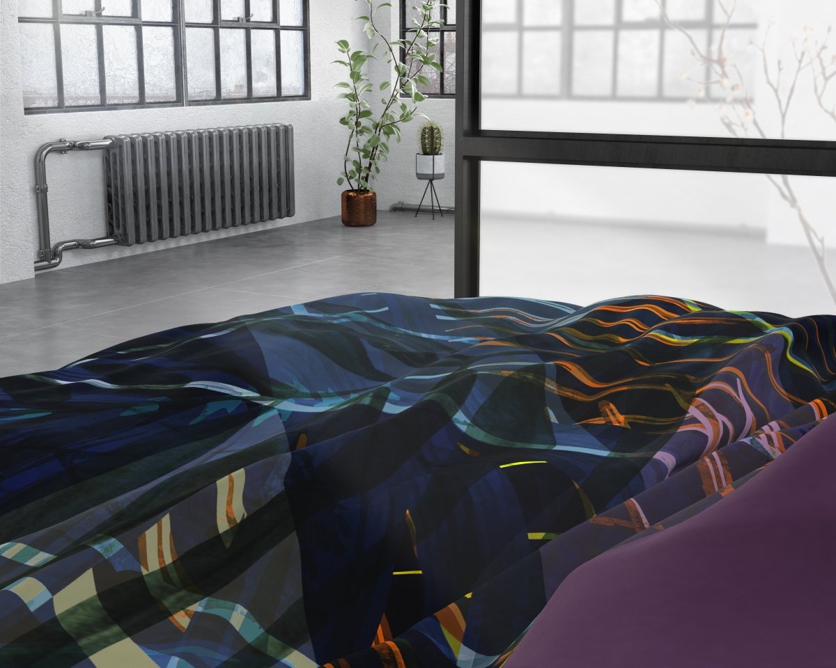 100% Cotton Sateen Duvet Cover Set Marina | Navy | Single - 140cm (W) x 220cm (L) - The Bedding & Blankets Store