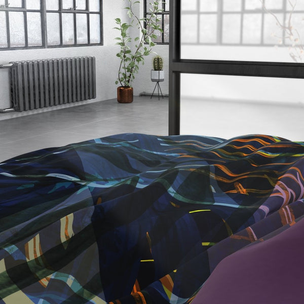 100% Cotton Sateen Duvet Cover Set Marina | Navy | Single - 140cm (W) x 220cm (L) - The Bedding & Blankets Store