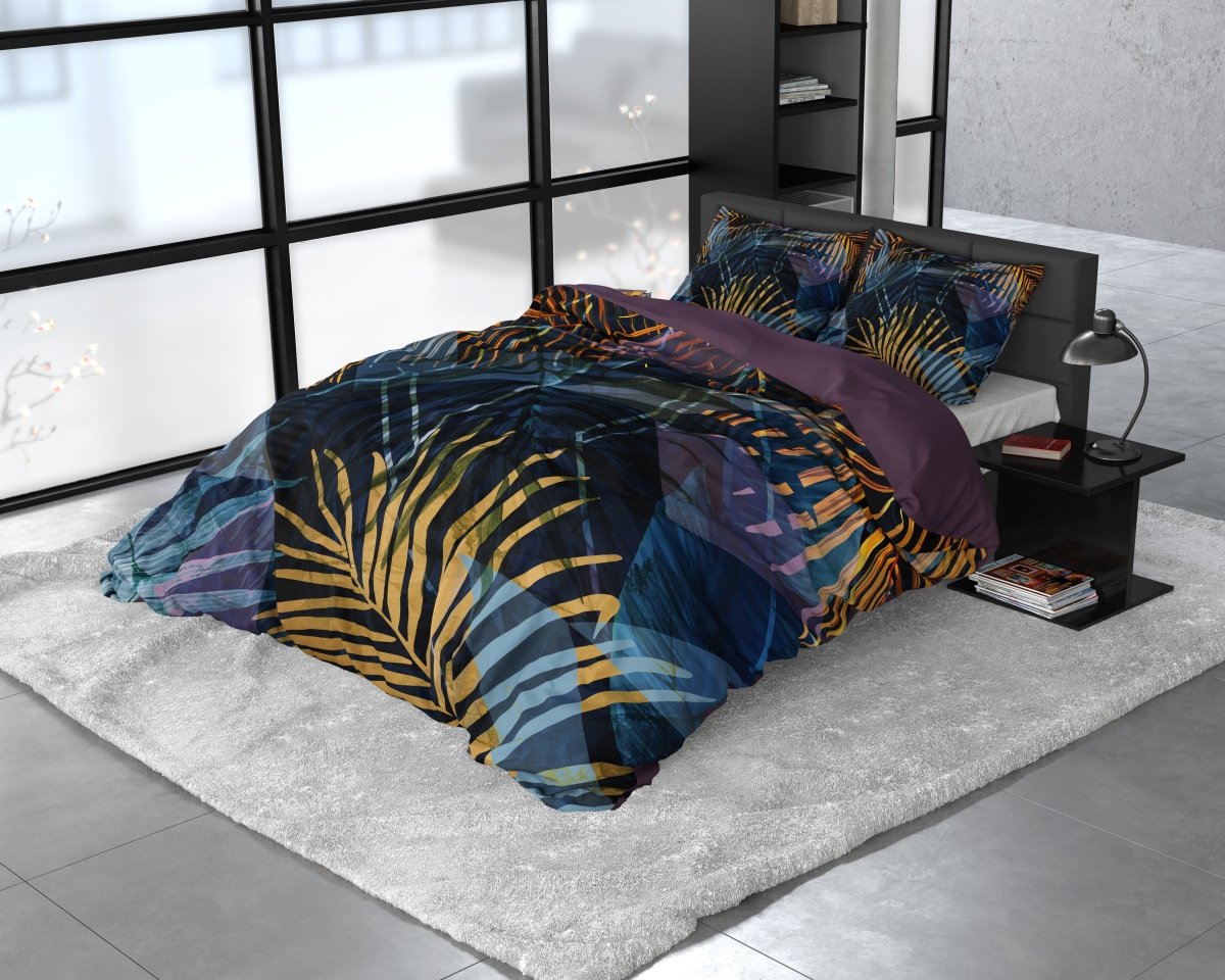 100% Cotton Sateen Duvet Cover Set Marina | Navy | Single - 140cm (W) x 220cm (L) - The Bedding & Blankets Store