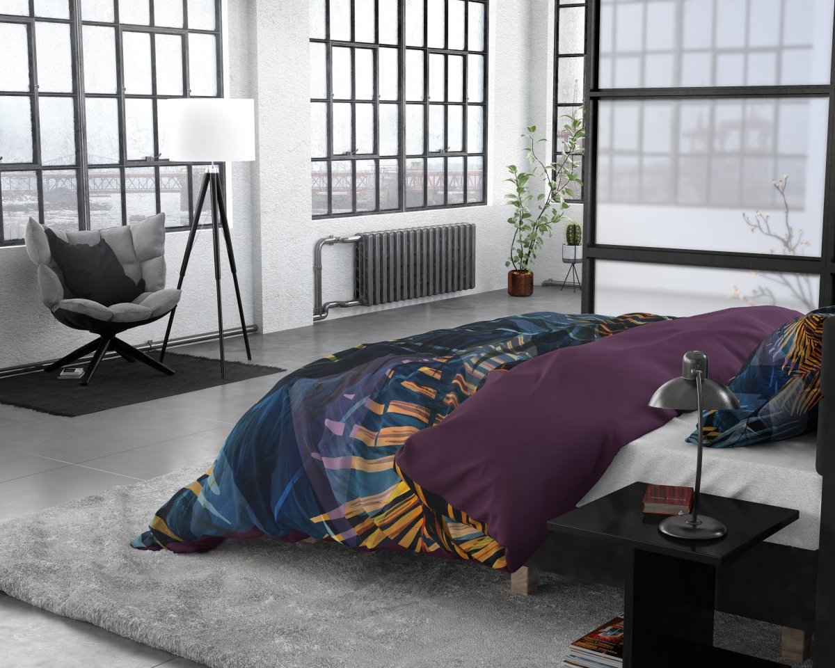 100% Cotton Sateen Duvet Cover Set Marina | Navy | Single - 140cm (W) x 220cm (L) - The Bedding & Blankets Store