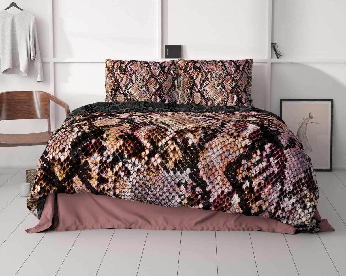 100% Cotton Sateen Duvet Cover Set Martina | Black | Single - 140cm (W) x 220cm (L) - The Bedding & Blankets Store