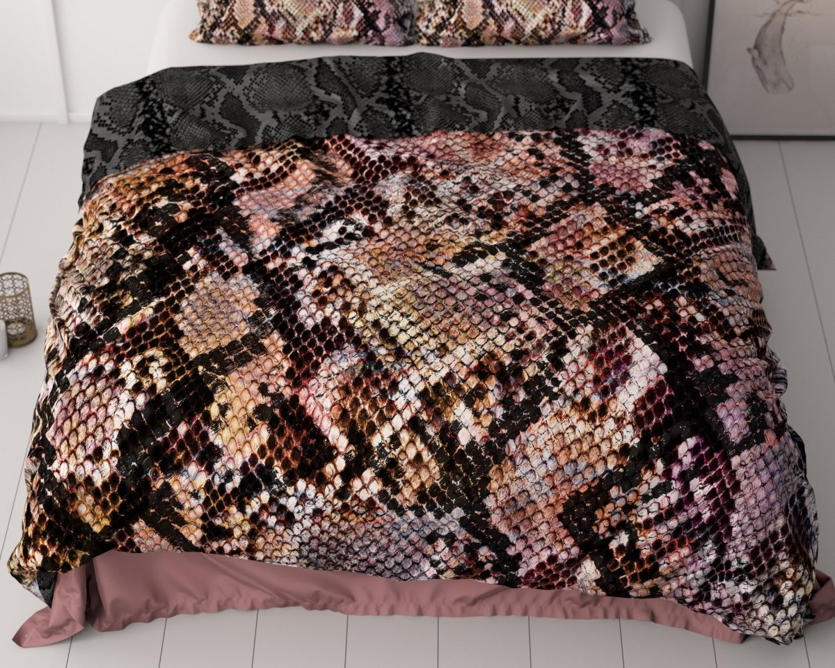 100% Cotton Sateen Duvet Cover Set Martina | Black | Single - 140cm (W) x 220cm (L) - The Bedding & Blankets Store