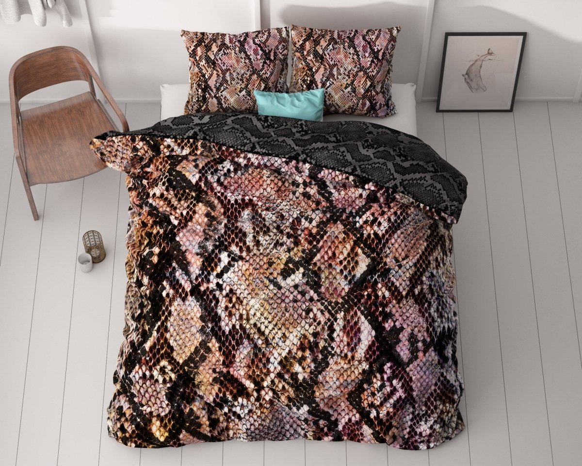 100% Cotton Sateen Duvet Cover Set Martina | Black | Single - 140cm (W) x 220cm (L) - The Bedding & Blankets Store