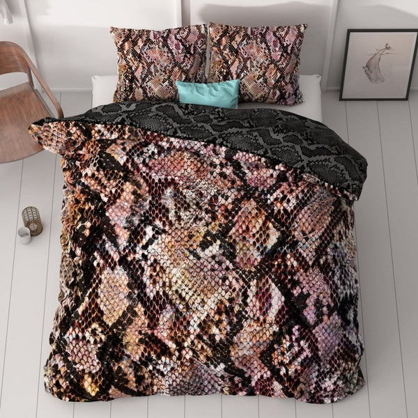 100% Cotton Sateen Duvet Cover Set Martina | Black | Single - 140cm (W) x 220cm (L) - The Bedding & Blankets Store