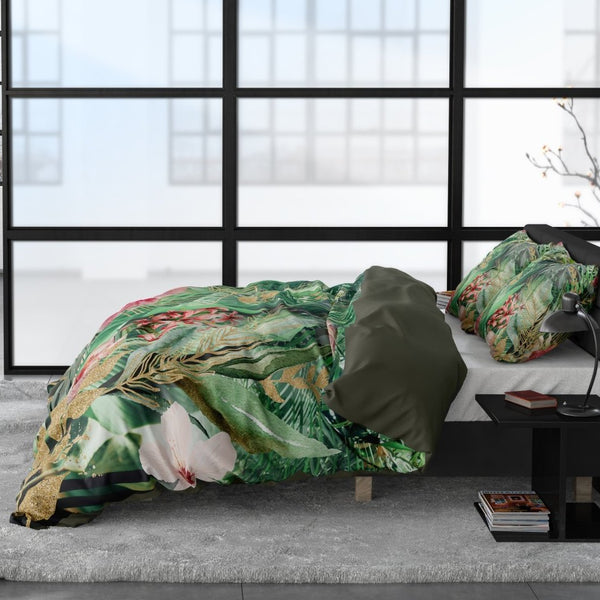 100% Cotton Sateen Duvet Cover Set Mentha | Multicolour | Single - 140cm (W) x 220cm (L) - The Bedding & Blankets Store