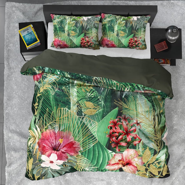 100% Cotton Sateen Duvet Cover Set Mentha | Multicolour | Single - 140cm (W) x 220cm (L) - The Bedding & Blankets Store