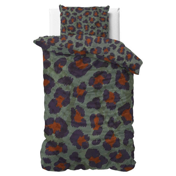 100% Cotton Sateen Duvet Cover Set Mia | Green | Single - 140cm (W) x 220cm (L) - The Bedding & Blankets Store