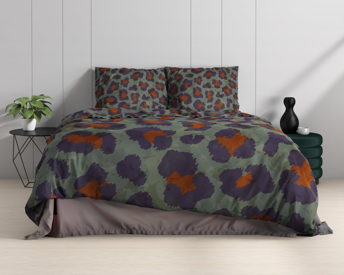 100% Cotton Sateen Duvet Cover Set Mia | Green | Single - 140cm (W) x 220cm (L) - The Bedding & Blankets Store