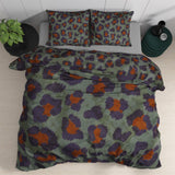 100% Cotton Sateen Duvet Cover Set Mia | Green | Single - 140cm (W) x 220cm (L) - The Bedding & Blankets Store