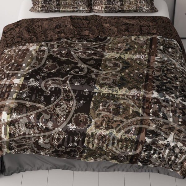 100% Cotton Sateen Duvet Cover Set Milena | Brown | Single - 140cm (W) x 220cm (L) - The Bedding & Blankets Store