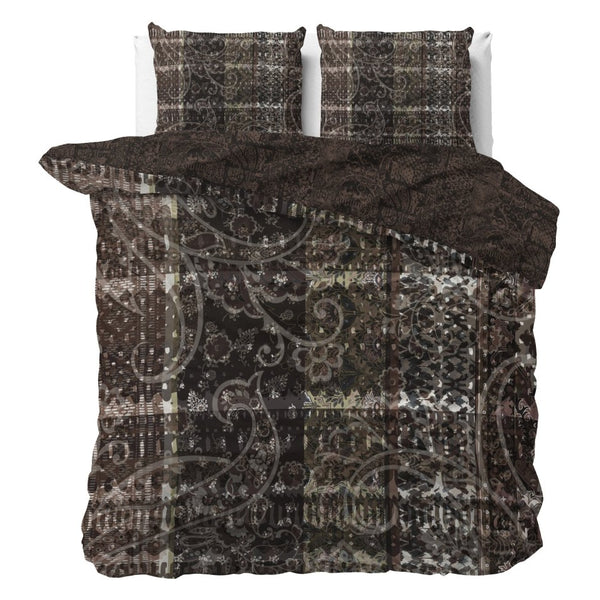 100% Cotton Sateen Duvet Cover Set Milena | Brown | Single - 140cm (W) x 220cm (L) - The Bedding & Blankets Store