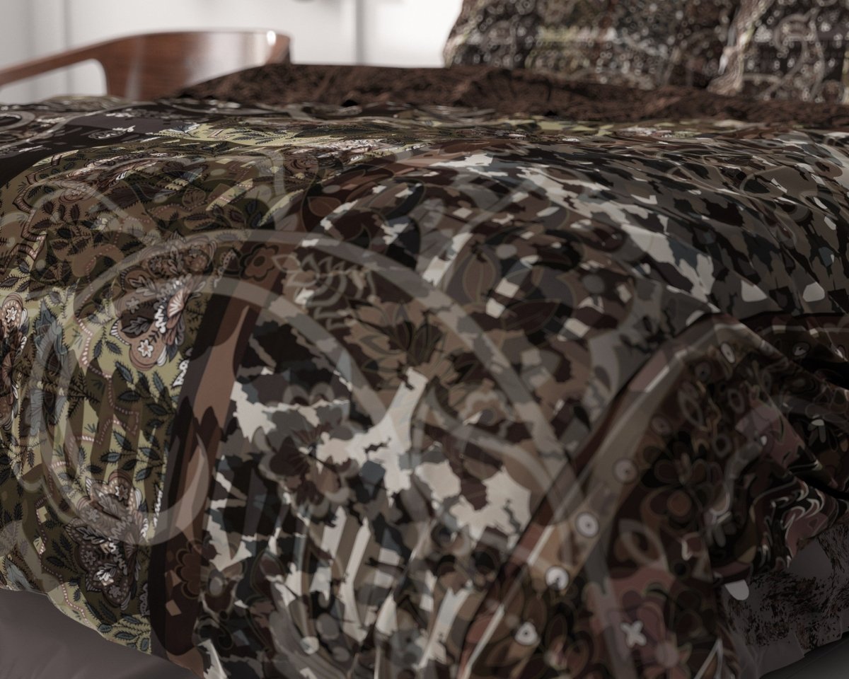 100% Cotton Sateen Duvet Cover Set Milena | Brown | Single - 140cm (W) x 220cm (L) - The Bedding & Blankets Store