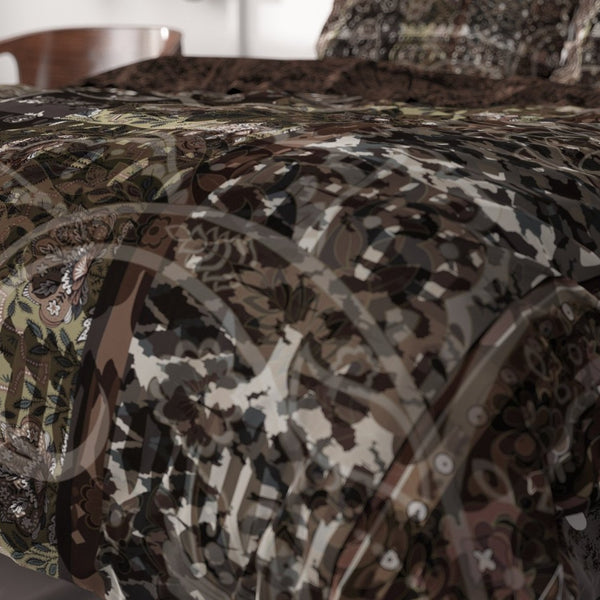 100% Cotton Sateen Duvet Cover Set Milena | Brown | Single - 140cm (W) x 220cm (L) - The Bedding & Blankets Store