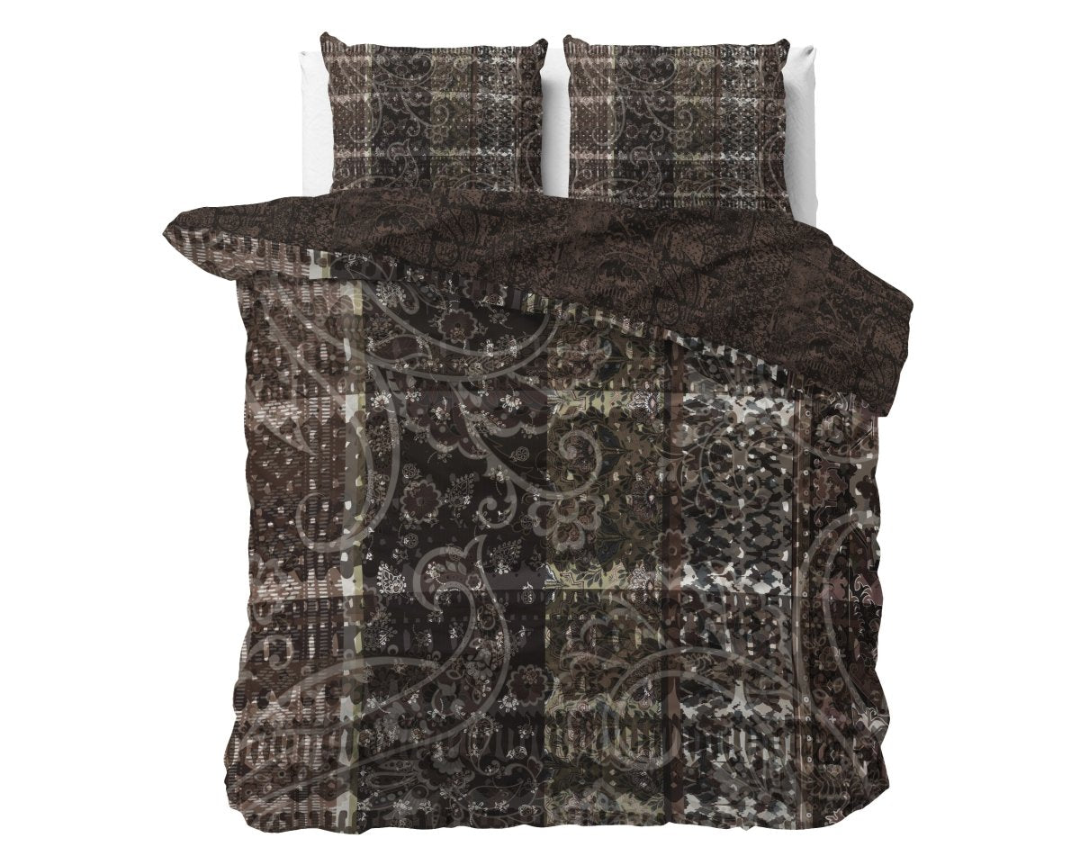 100% Cotton Sateen Duvet Cover Set Milena | Brown | Single - 140cm (W) x 220cm (L) - The Bedding & Blankets Store