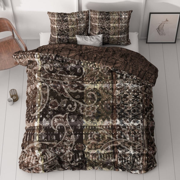 100% Cotton Sateen Duvet Cover Set Milena | Brown | Single - 140cm (W) x 220cm (L) - The Bedding & Blankets Store