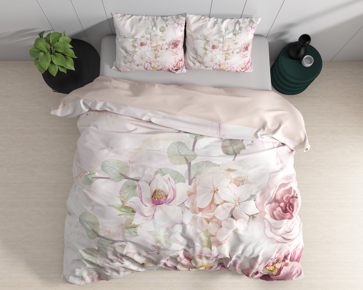 100% Cotton Sateen Duvet Cover Set Minzy | Pink | Single - 140cm (W) x 220cm (L) - The Bedding & Blankets Store