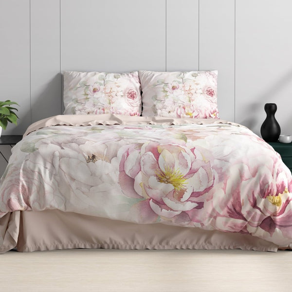 100% Cotton Sateen Duvet Cover Set Minzy | Pink | Single - 140cm (W) x 220cm (L) - The Bedding & Blankets Store
