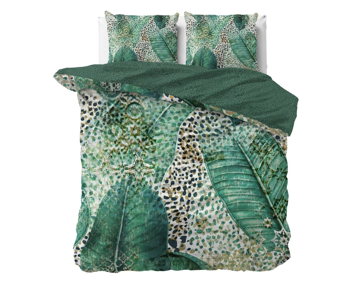 100% Cotton Sateen Duvet Cover Set Morena | Green | Single - 140cm (W) x 220cm (L) - The Bedding & Blankets Store