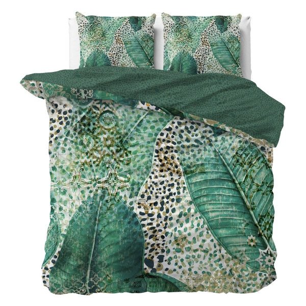 100% Cotton Sateen Duvet Cover Set Morena | Green | Single - 140cm (W) x 220cm (L) - The Bedding & Blankets Store
