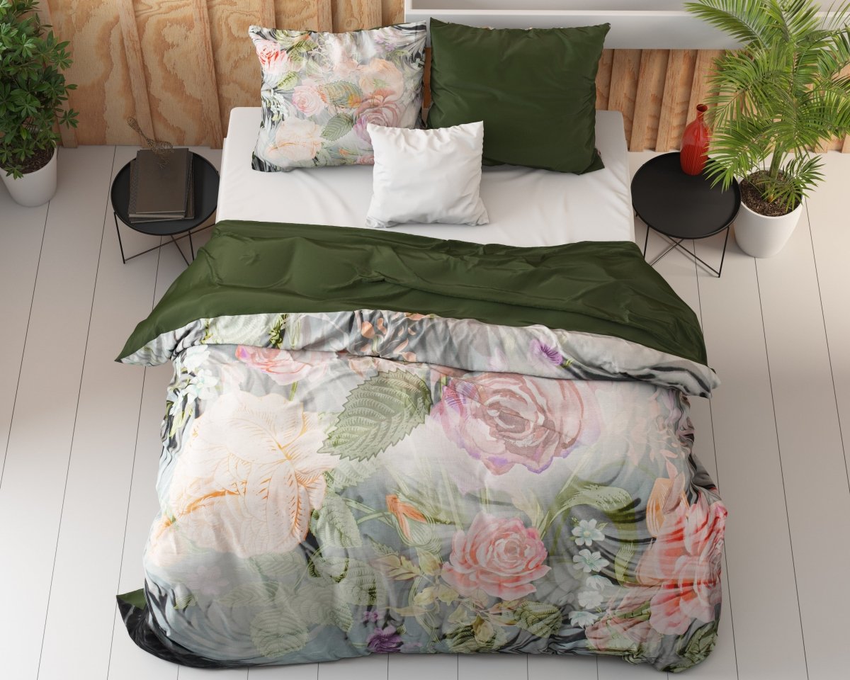 100% Cotton Sateen Duvet Cover Set Mystery Flower | White | Single - 140cm (W) x 220cm (L) - The Bedding & Blankets Store