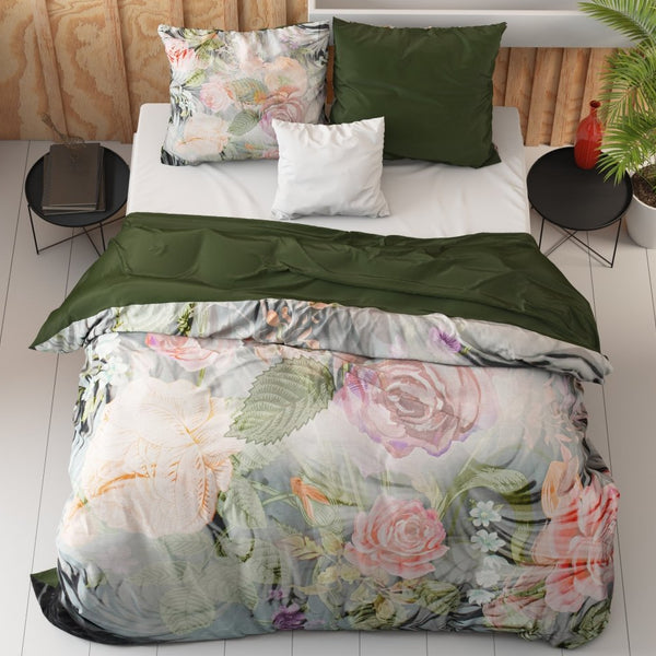 100% Cotton Sateen Duvet Cover Set Mystery Flower | White | Single - 140cm (W) x 220cm (L) - The Bedding & Blankets Store