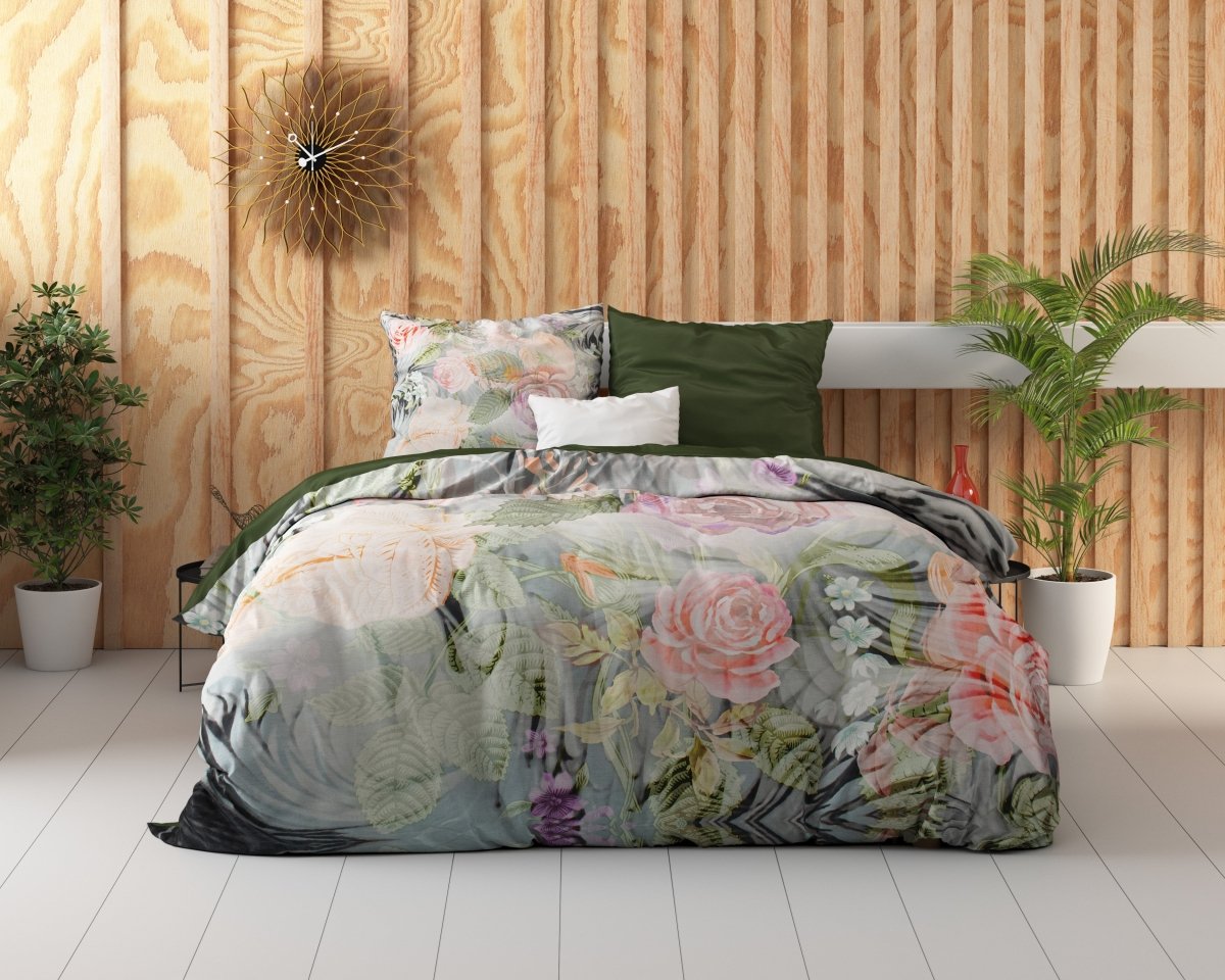 100% Cotton Sateen Duvet Cover Set Mystery Flower | White | Single - 140cm (W) x 220cm (L) - The Bedding & Blankets Store