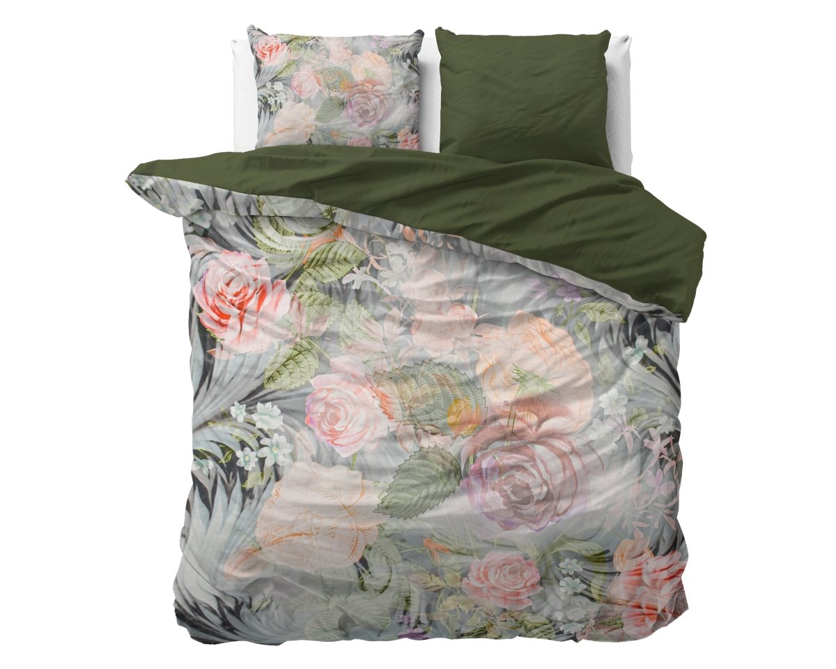 100% Cotton Sateen Duvet Cover Set Mystery Flower | White | Single - 140cm (W) x 220cm (L) - The Bedding & Blankets Store