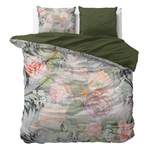 100% Cotton Sateen Duvet Cover Set Mystery Flower | White | Single - 140cm (W) x 220cm (L) - The Bedding & Blankets Store