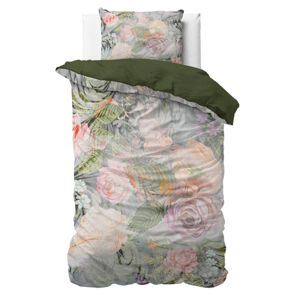 100% Cotton Sateen Duvet Cover Set Mystery Flower | White | Single - 140cm (W) x 220cm (L) - The Bedding & Blankets Store