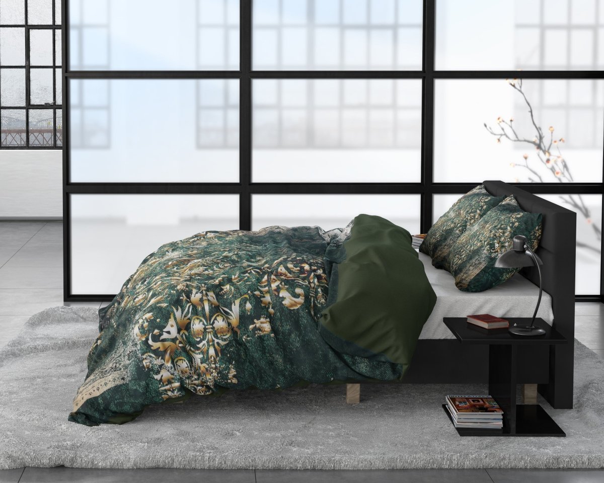 100% Cotton Sateen Duvet Cover Set Nairobi | Green | Single - 140cm (W) x 220cm (L) - The Bedding & Blankets Store