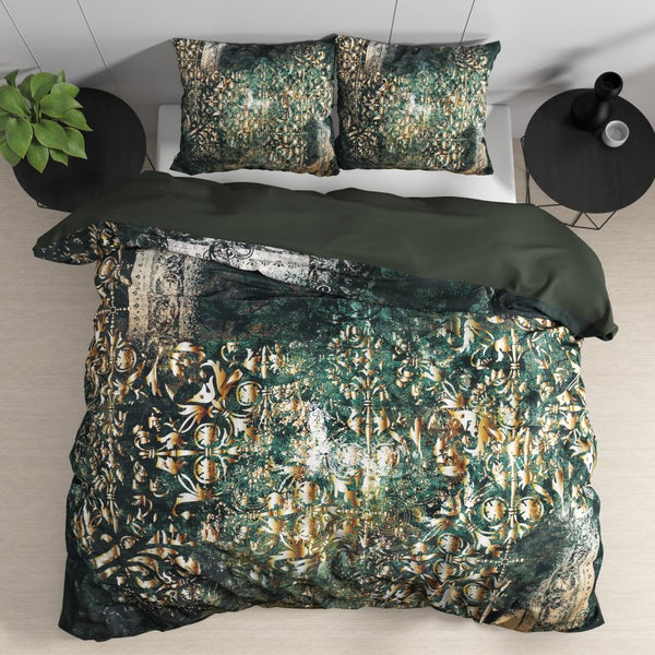 100% Cotton Sateen Duvet Cover Set Nairobi | Green | Single - 140cm (W) x 220cm (L) - The Bedding & Blankets Store