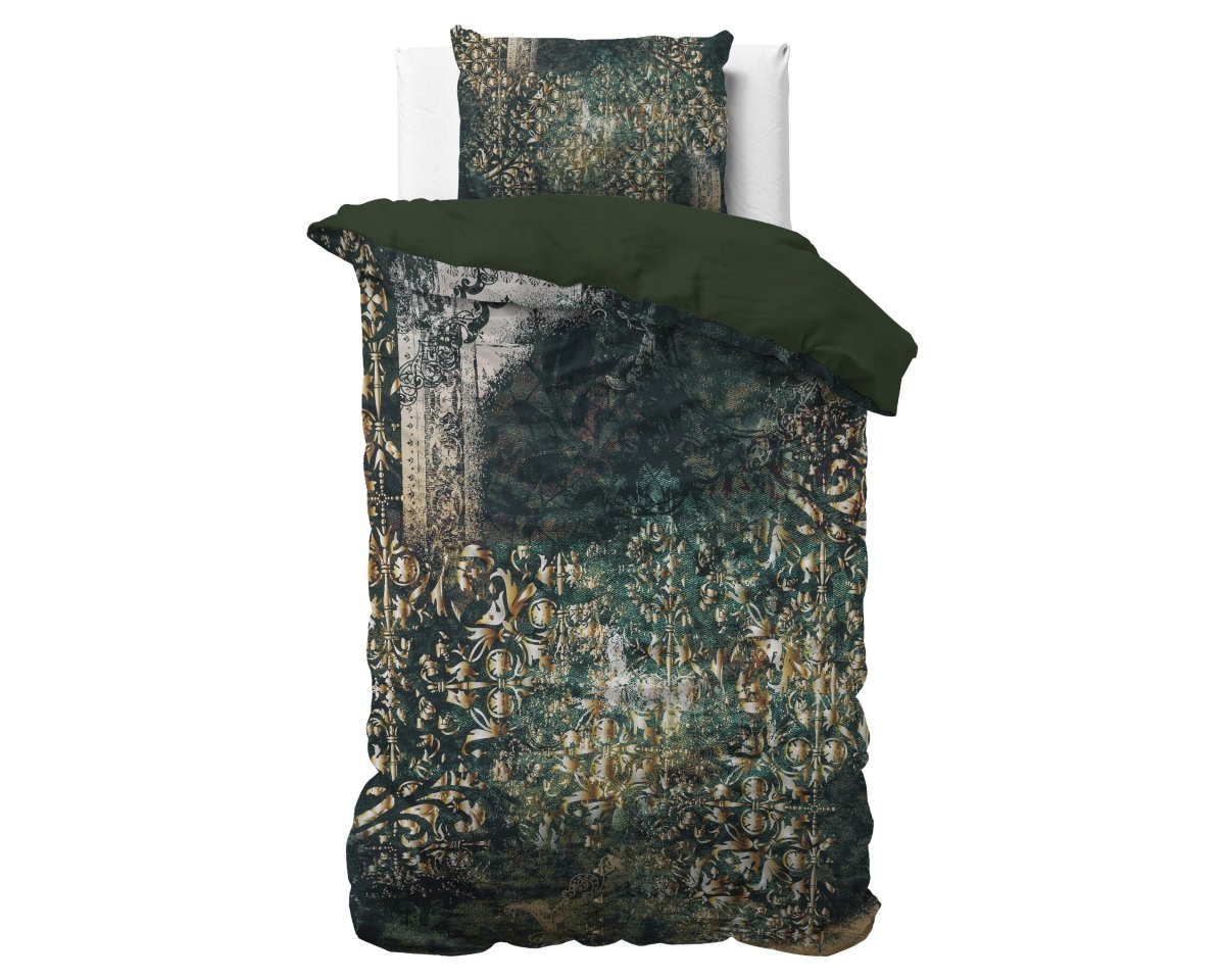 100% Cotton Sateen Duvet Cover Set Nairobi | Green | Single - 140cm (W) x 220cm (L) - The Bedding & Blankets Store