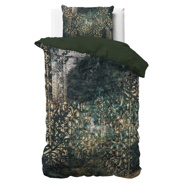 100% Cotton Sateen Duvet Cover Set Nairobi | Green | Single - 140cm (W) x 220cm (L) - The Bedding & Blankets Store
