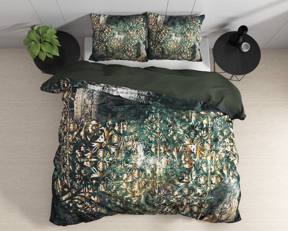 100% Cotton Sateen Duvet Cover Set Nairobi | Green | Single - 140cm (W) x 220cm (L) - The Bedding & Blankets Store