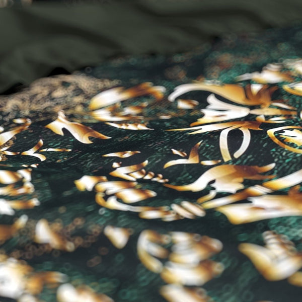 100% Cotton Sateen Duvet Cover Set Nairobi | Green | Single - 140cm (W) x 220cm (L) - The Bedding & Blankets Store