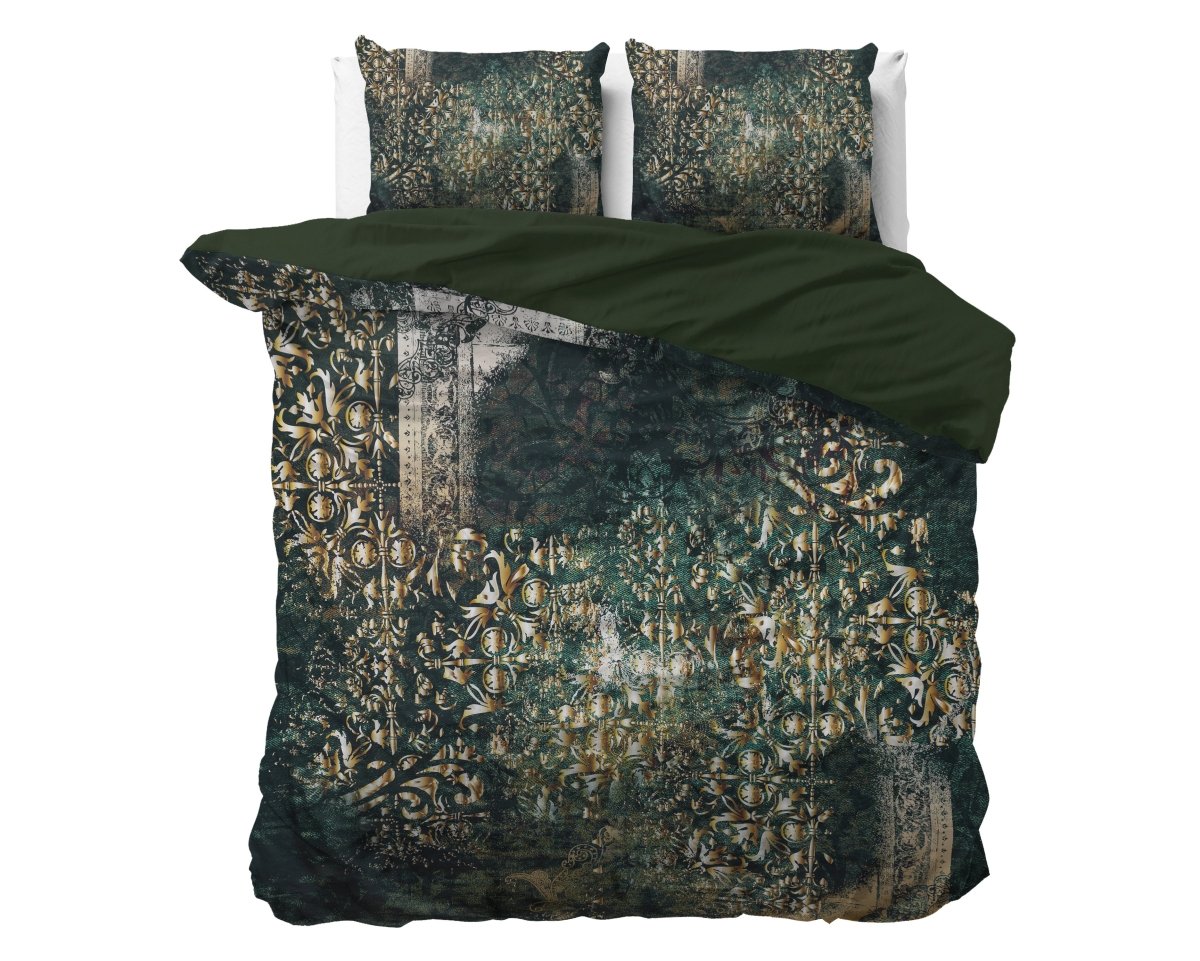 100% Cotton Sateen Duvet Cover Set Nairobi | Green | Single - 140cm (W) x 220cm (L) - The Bedding & Blankets Store
