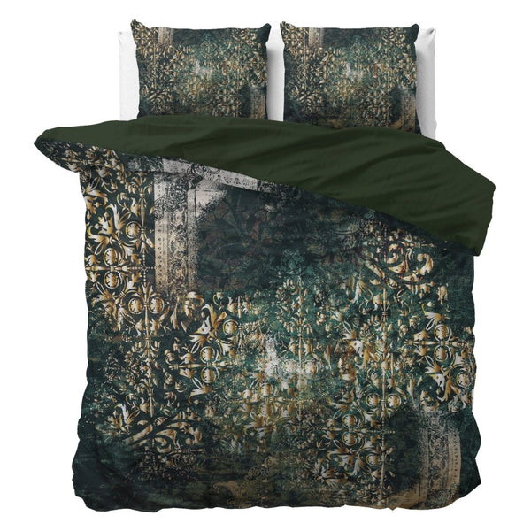 100% Cotton Sateen Duvet Cover Set Nairobi | Green | Single - 140cm (W) x 220cm (L) - The Bedding & Blankets Store