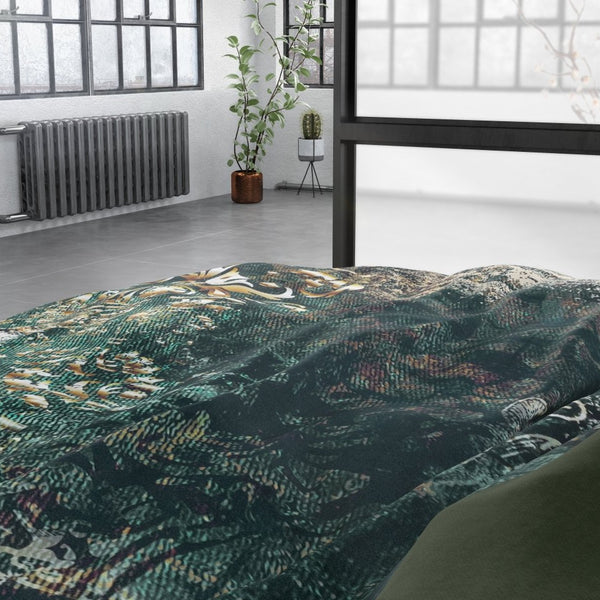 100% Cotton Sateen Duvet Cover Set Nairobi | Green | Single - 140cm (W) x 220cm (L) - The Bedding & Blankets Store