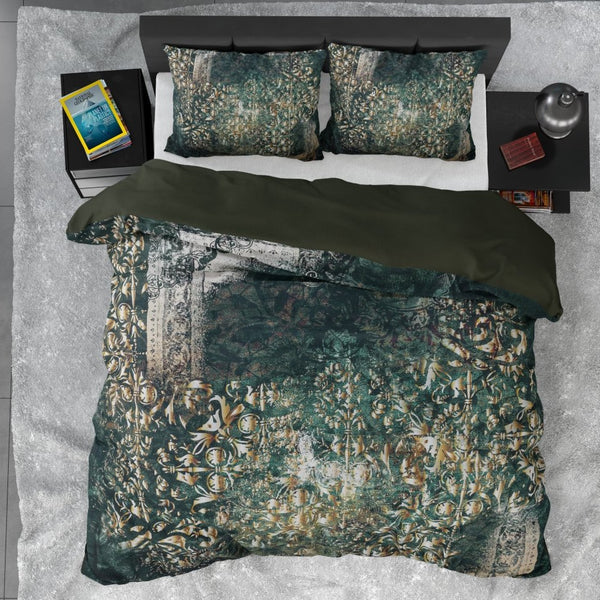 100% Cotton Sateen Duvet Cover Set Nairobi | Green | Single - 140cm (W) x 220cm (L) - The Bedding & Blankets Store