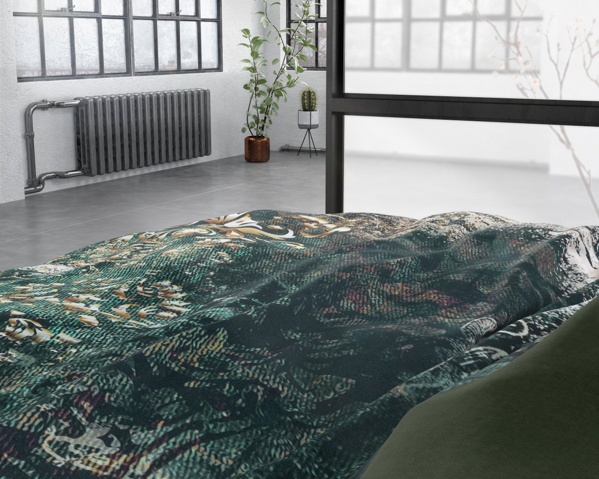 100% Cotton Sateen Duvet Cover Set Nairobi | Green | Single - 140cm (W) x 220cm (L) - The Bedding & Blankets Store