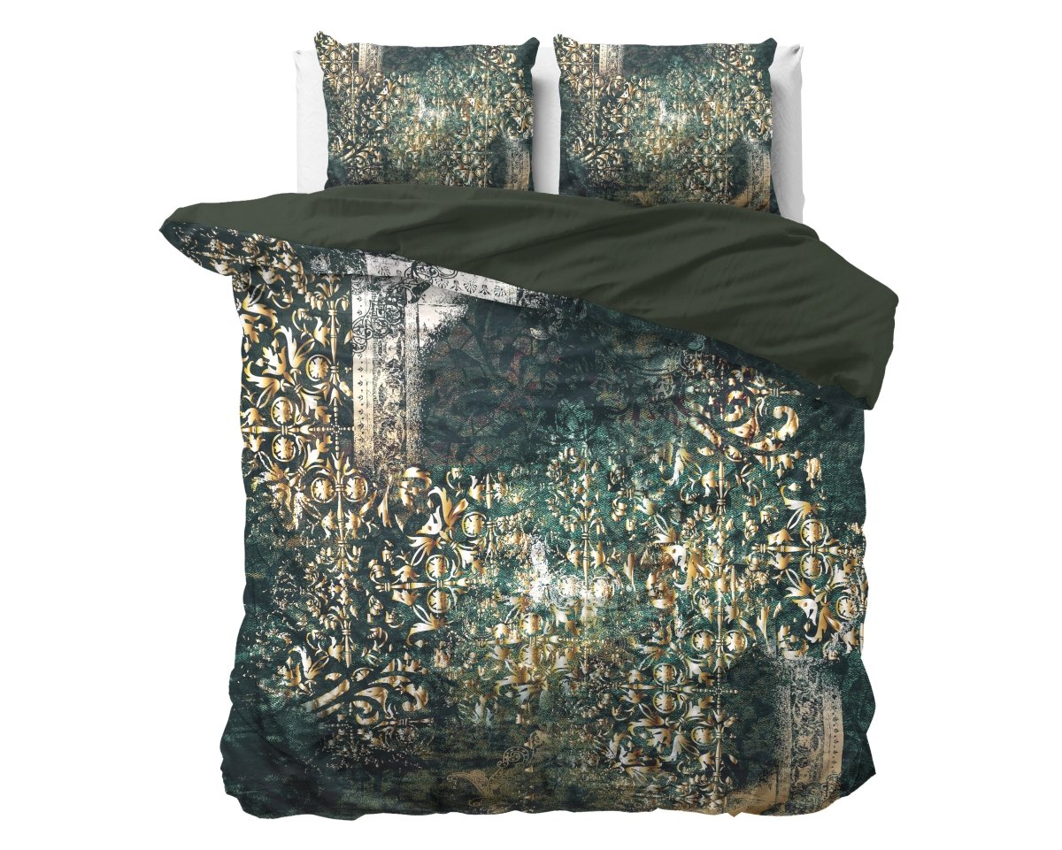 100% Cotton Sateen Duvet Cover Set Nairobi | Green | Single - 140cm (W) x 220cm (L) - The Bedding & Blankets Store