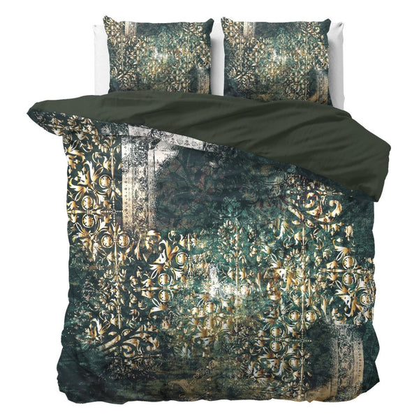 100% Cotton Sateen Duvet Cover Set Nairobi | Green | Single - 140cm (W) x 220cm (L) - The Bedding & Blankets Store