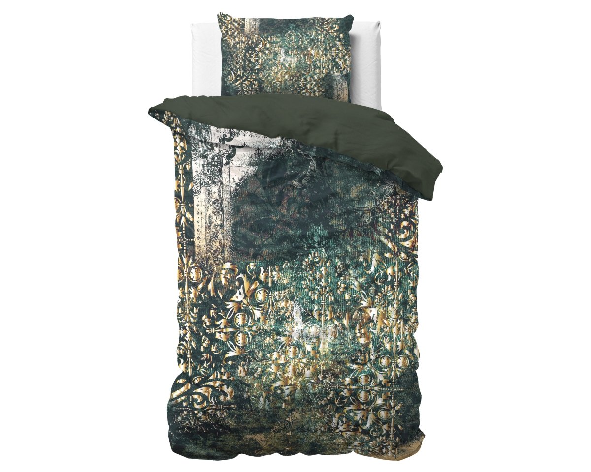 100% Cotton Sateen Duvet Cover Set Nairobi | Green | Single - 140cm (W) x 220cm (L) - The Bedding & Blankets Store