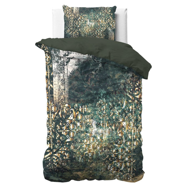 100% Cotton Sateen Duvet Cover Set Nairobi | Green | Single - 140cm (W) x 220cm (L) - The Bedding & Blankets Store