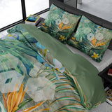 100% Cotton Sateen Duvet Cover Set Nature Fusion | Green | King - 240cm (W) x 220cm (L) - The Bedding & Blankets Store